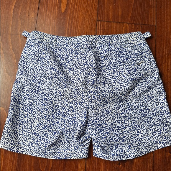 Orlebar Brown Navy and White Geometric Swimwear - Picture 2 of 4